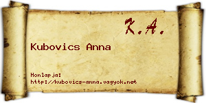 Kubovics Anna névjegykártya